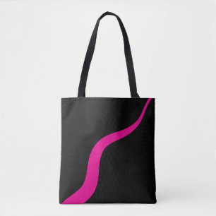 Simple Waves 3 in Magenta and Black Tote Bag