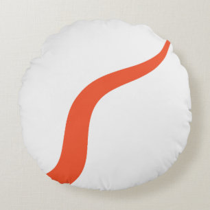 Simple Waves 3 - Orange and White Round Cushion