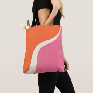 Simple Waves 3 - Pink, Orange and Cream Tote Bag