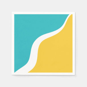 Simple Waves 3 - Turquoise and Yellow Napkin