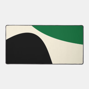 Simple Waves 4 in Green, Cream and Black Desk Mat