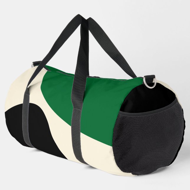 Simple Waves 4 in Green, Cream and Black  Duffle Bag (Right Corner)