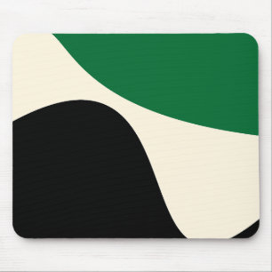 Simple Waves 4 in Green, Cream and Black Mouse Pad