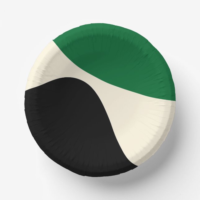 Simple Waves 4 in Green, Cream and Black  Paper Plate (Front)