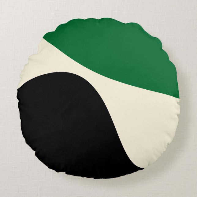 Simple Waves 4 in Green, Cream and Black  Round Cushion (Front)