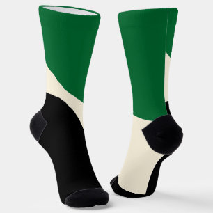 Simple Waves 4 in Green, Cream and Black  Socks