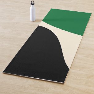 Simple Waves 4 in Green, Cream and Black Yoga Mat