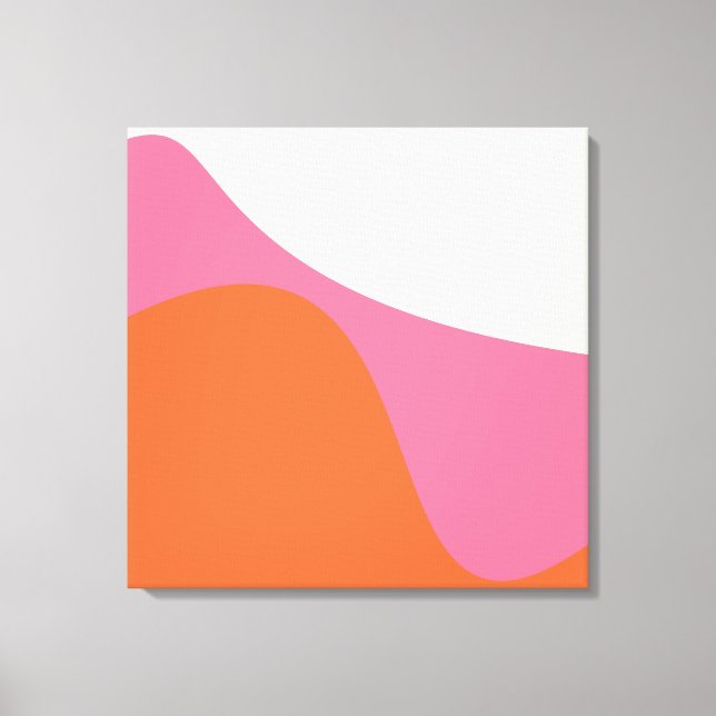 Simple Waves 4 in Pink, Orange, and Cream Canvas Print (Front)