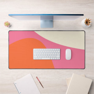 Simple Waves 4 in Pink, Orange, and Cream Desk Mat