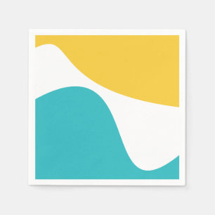Simple Waves 4 - Turquoise and Yellow Napkin
