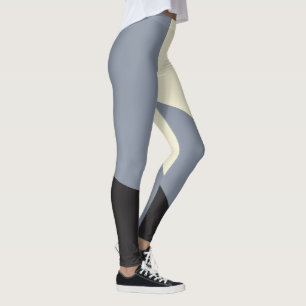 Simple Waves - Black, Grey and Cream Leggings