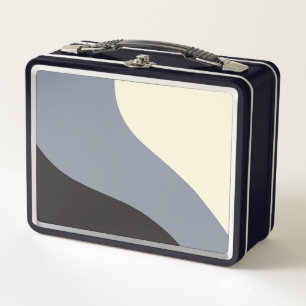 Simple Waves - Black, Grey and Cream Metal Lunch Box