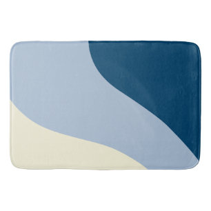 Simple Waves - Dark Blue, Light Blue and Cream Bath Mat