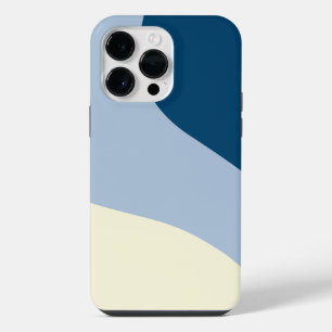 Simple Waves - Dark Blue, Light Blue and Cream iPhone 14 Pro Max Case