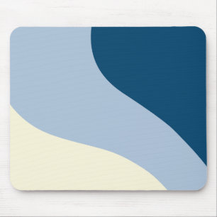 Simple Waves - Dark Blue, Light Blue and Cream Mouse Pad