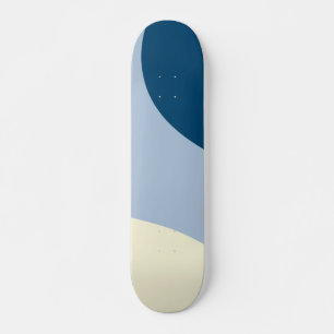 Simple Waves - Dark Blue, Light Blue and Cream Skateboard