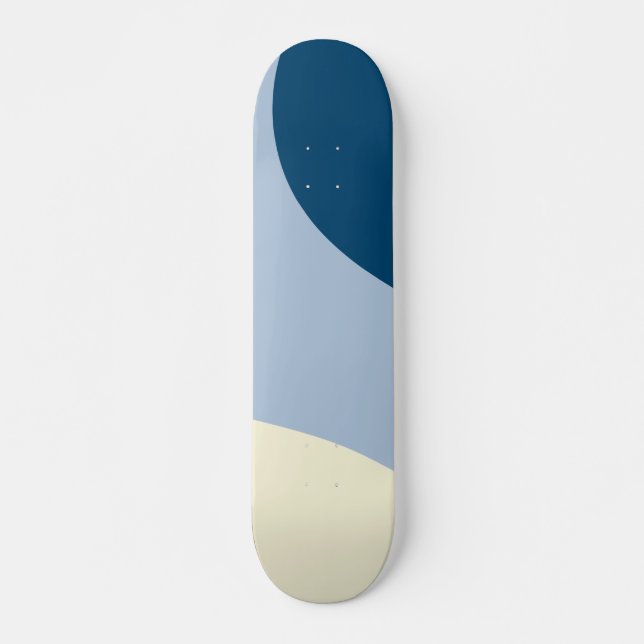 Simple Waves - Dark Blue, Light Blue and Cream Skateboard (Front)