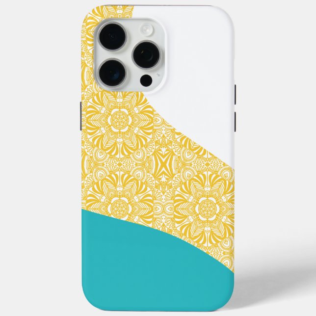 Simple Waves - Floral Pattern Turquoise and Yellow Case-Mate iPhone Case (Back)