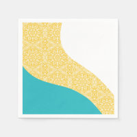 Simple Waves - Floral Pattern Turquoise and Yellow