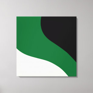 Simple Waves - Green, Cream and Black  Canvas Print