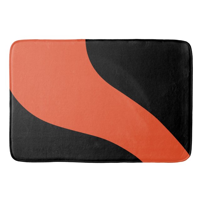 Simple Waves in Black and Orange Bath Mat (Front)