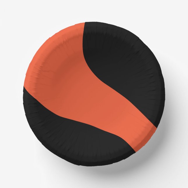 Simple Waves in Black and Orange Paper Plate (Front)