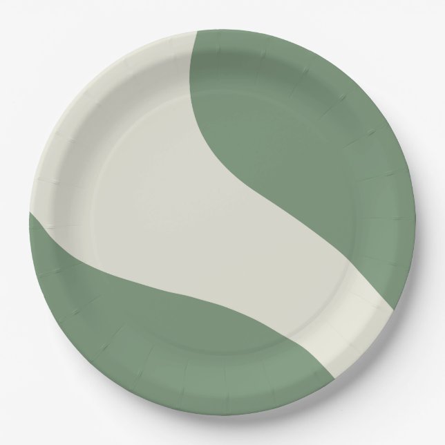 Simple Waves in Green Paper Plate (Front)