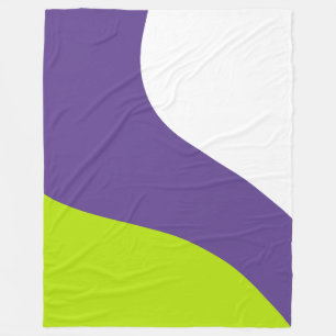 Simple Waves in Lime Green and Purple Fleece Blanket