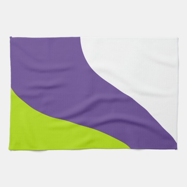 Simple Waves in Lime Green and Purple Tea Towel (Horizontal)