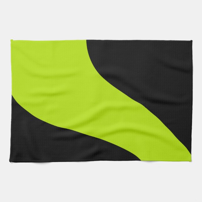 Simple Waves in Lime Green Tea Towel (Horizontal)