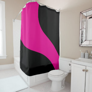 Simple Waves in Magenta and Black Shower Curtain