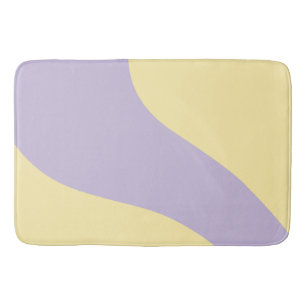 Simple Waves in Pastel Yellow and Purple Bath Mat