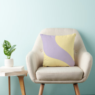 Simple Waves in Pastel Yellow and Purple Cushion