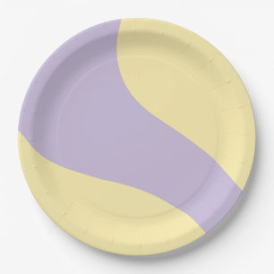 Simple Waves in Pastel Yellow and Purple Paper Plate