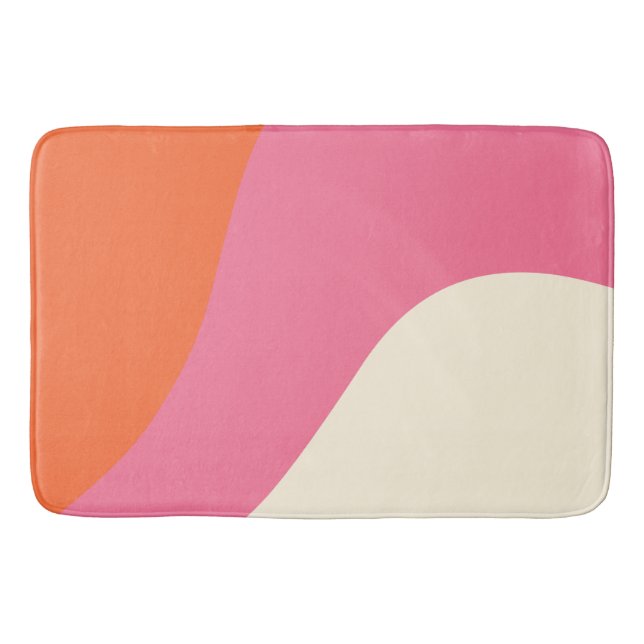 Simple Waves - Pink, Orange and Cream Bath Mat (Front)