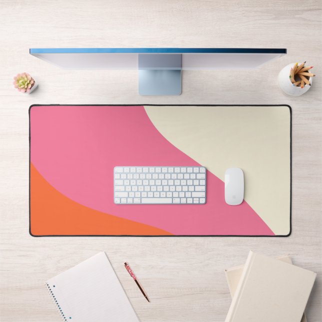 Simple Waves - Pink, Orange and Cream  Desk Mat (Office 1)