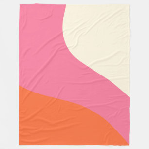 Simple Waves - Pink, Orange and Cream Fleece Blanket