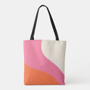Simple Waves - Pink, Orange and Cream Tote Bag