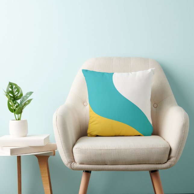 Simple Waves - Turquoise and Yellow Cushion (Chair)
