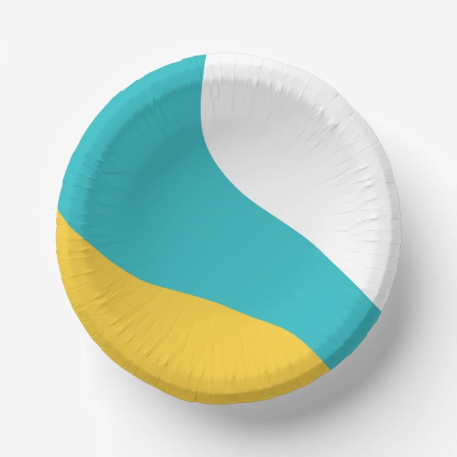 Simple Waves - Turquoise and Yellow Paper Plate (Front)