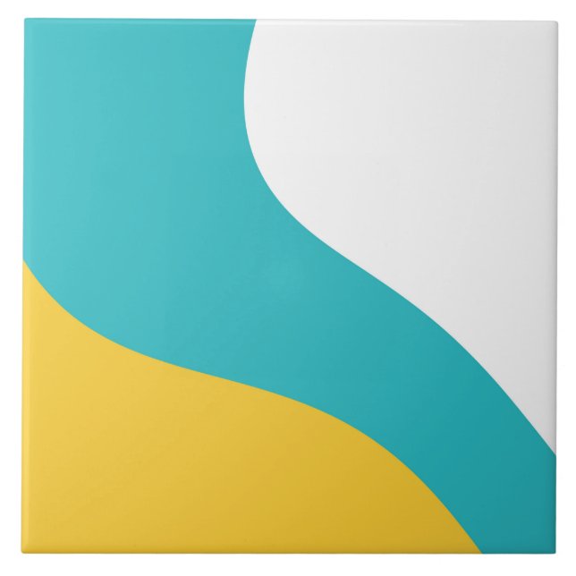 Simple Waves - Turquoise and Yellow Tile (Front)