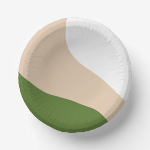 Simple Waves - White, Sand & Palm Green Paper Plate