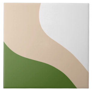 Simple Waves - White, Sand & Palm Green Tile
