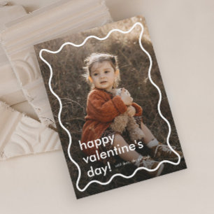 Simple Wavy Frame Photo Valentine's Day Holiday Card