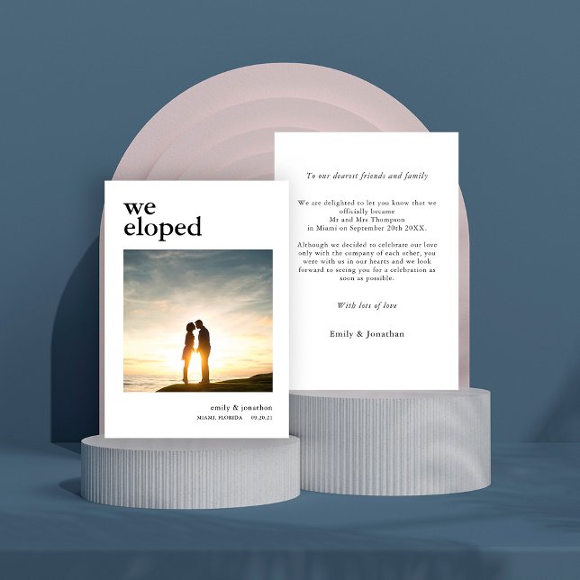 Simple We Eloped Photo Wedding Announcement  (Creator Uploaded)