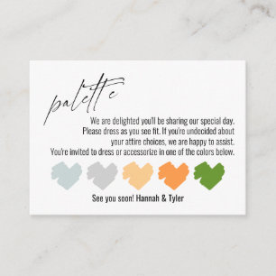 Simple Wedding Attire Colour Palette Suggestions Enclosure Card