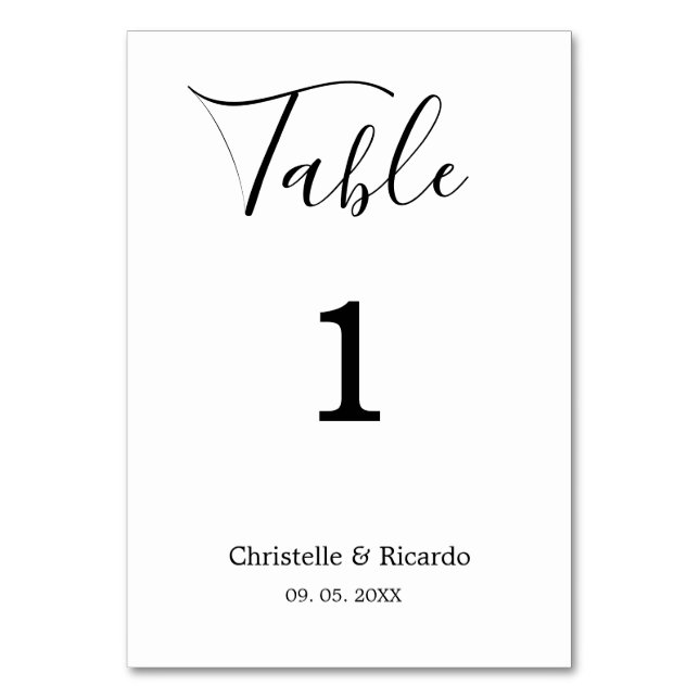 Simple wedding calligraphy script  table number (Front)