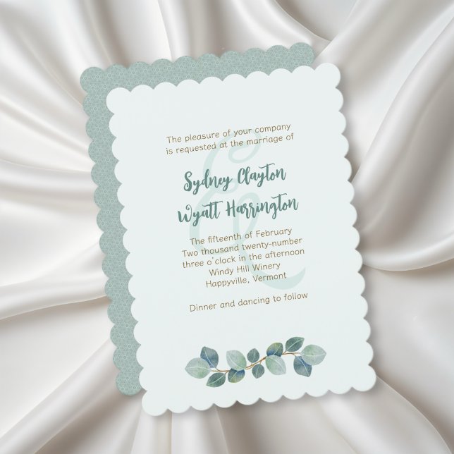 Simple Wedding Ceremony Eucalyptus Leaves Invitation (Creator Uploaded)