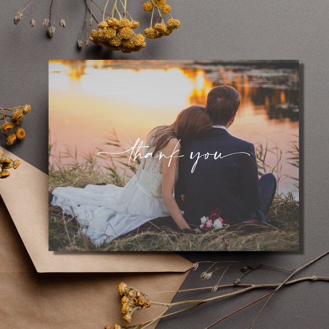 Simple Wedding Day Photo Thank You Postcards (Simple Wedding Day Photo Thank You Postcards)