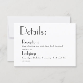 Simple Wedding Details Card